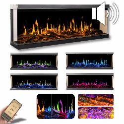 GOLD 132 cm, Kominek elektryczny LED ścienny i do zabudowy AFLAMO